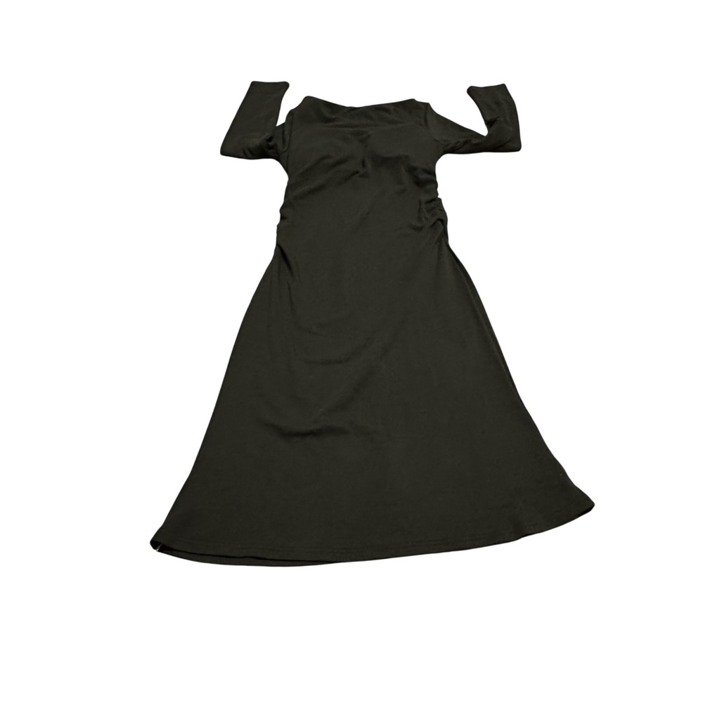 OGL MaxWarm Thermal Boatneck Ruched Sides Brami Midi Dress Large Green NWT - Picture 3 of 9
